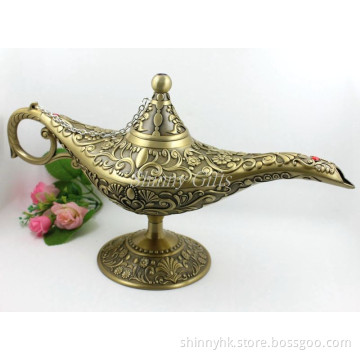 Shinny Gifts Decorative Authentic Big Aladdin Genie Brass Copper Oil Lamp